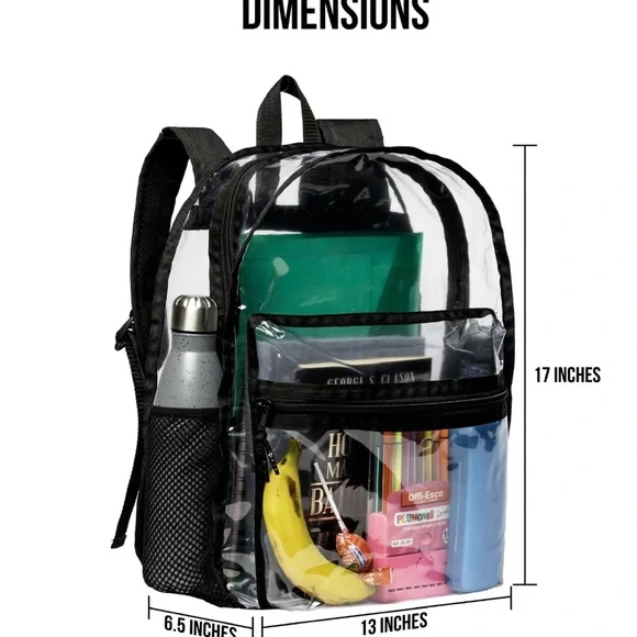 Clear Backpacks For School Large Black Clear Bookbag Lot Of 12 Units - Picture 2 of 9